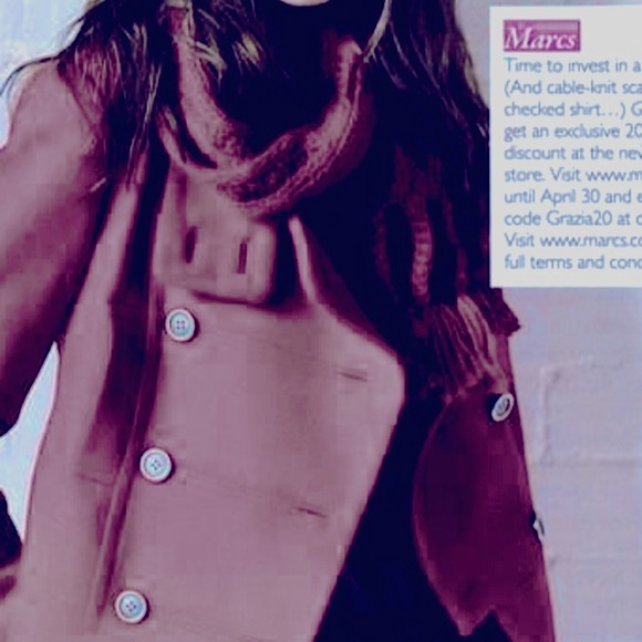 MARCS Wool Purple Double Breasted Winter Cropped Coat Jacket - Picture 2 of 9